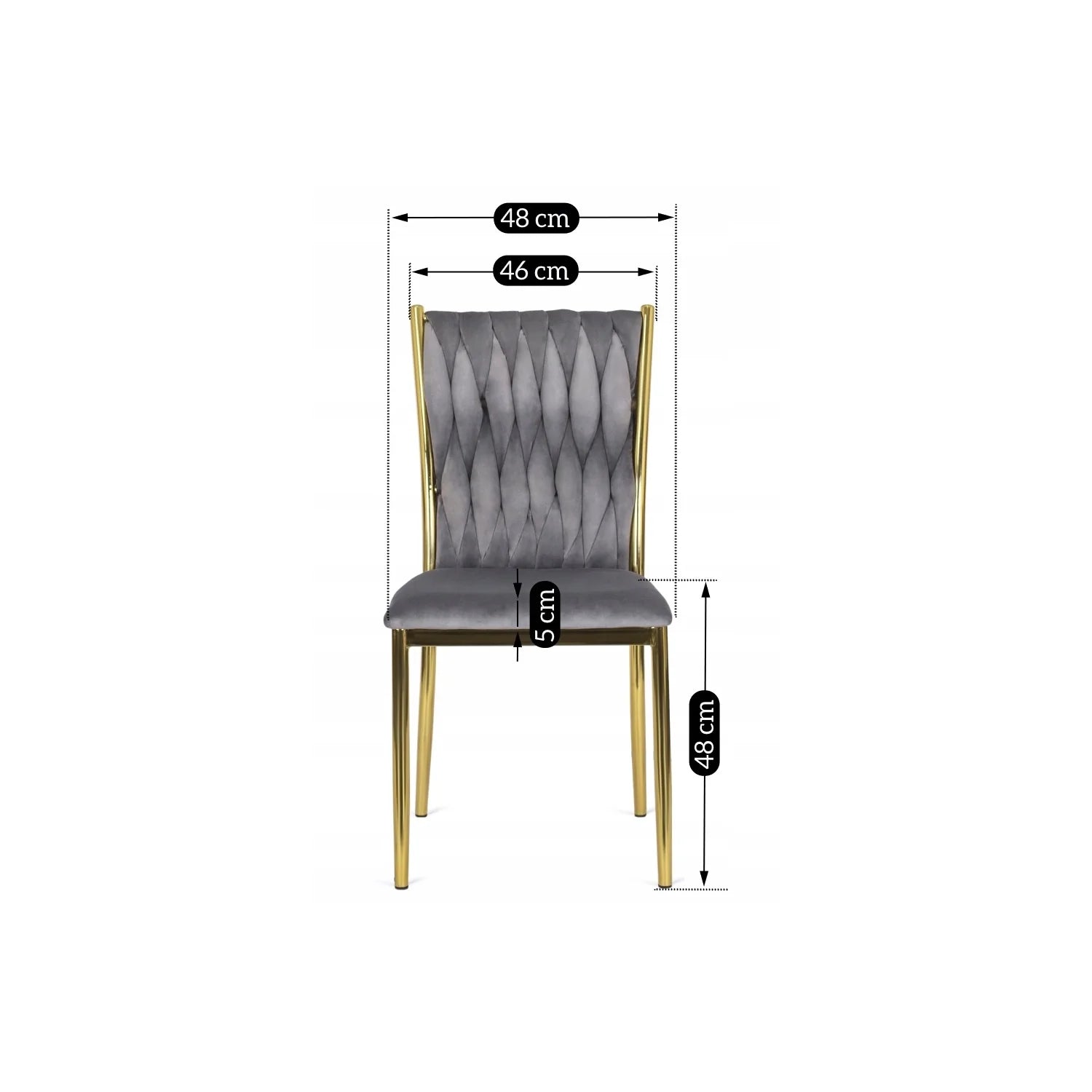 Elite DAN Chair – Gray Velvet & Gold Frame