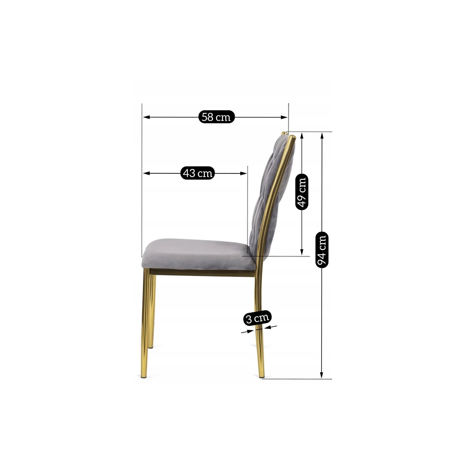 Elite DAN Chair – Gray Velvet & Gold Frame