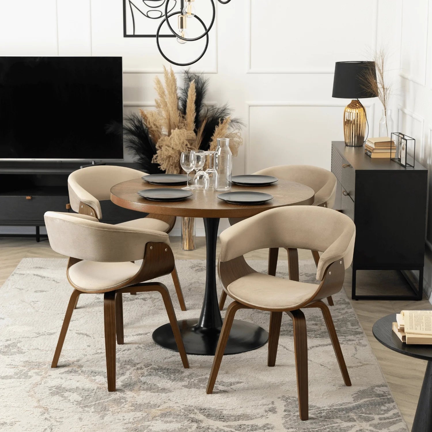 Elite GARY Beige/Walnut Chair – A Timeless Fusion of Comfort & Elegance