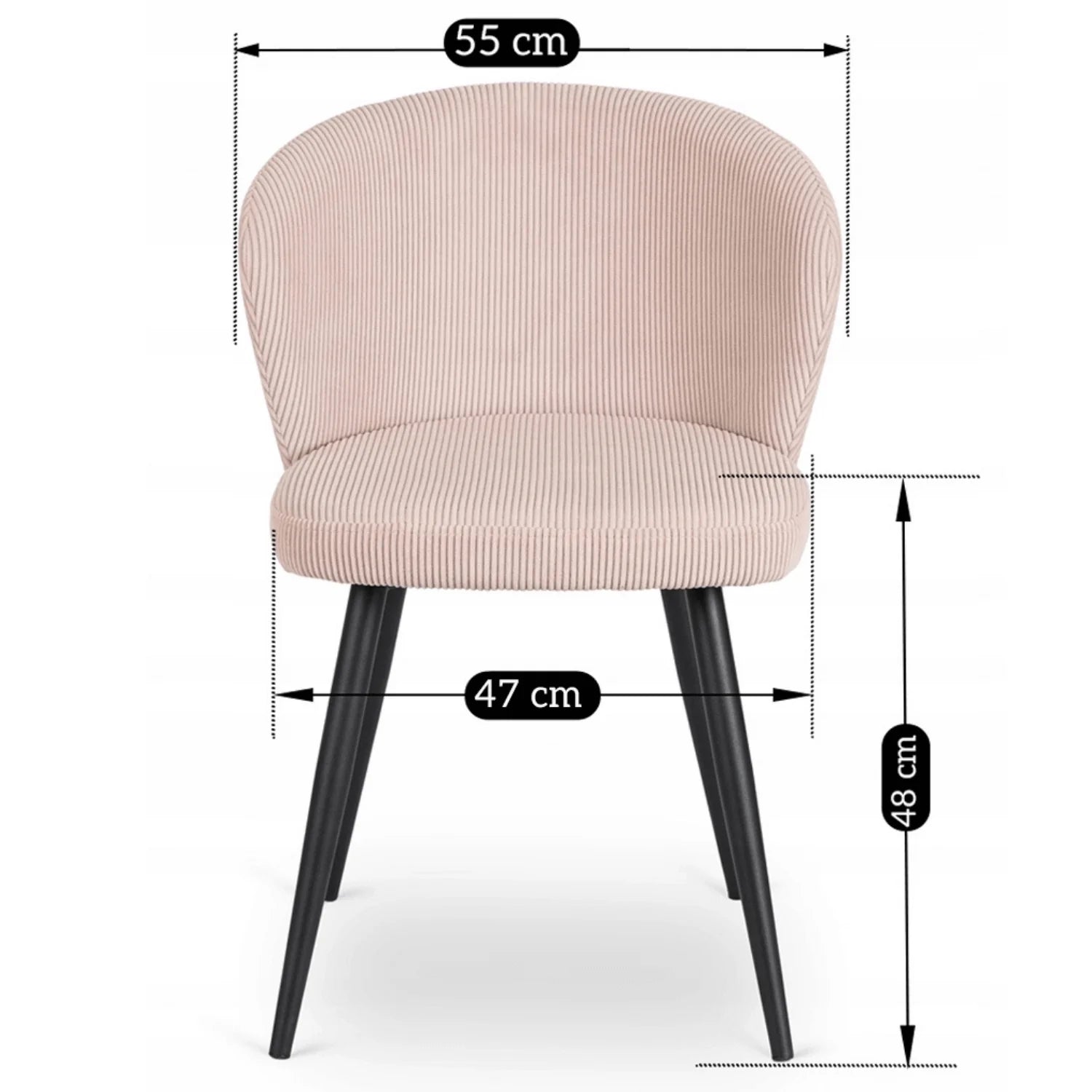 Elite HAILEY Stuhl – Schicker rosa Cord mit schwarzen Metallbeinen