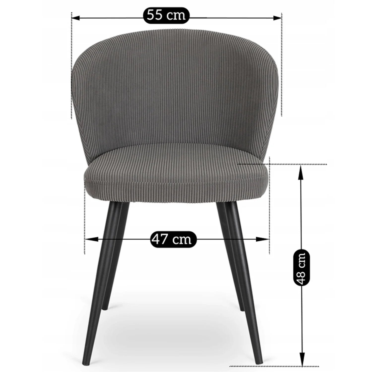 Elite HAILEY Chair – Modern Gray Corduroy with Black Metal Legs