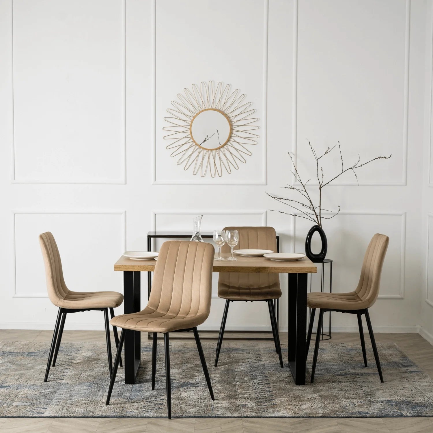 Elite IBIS Beige Velvet Chair – A Touch of Modern Elegance