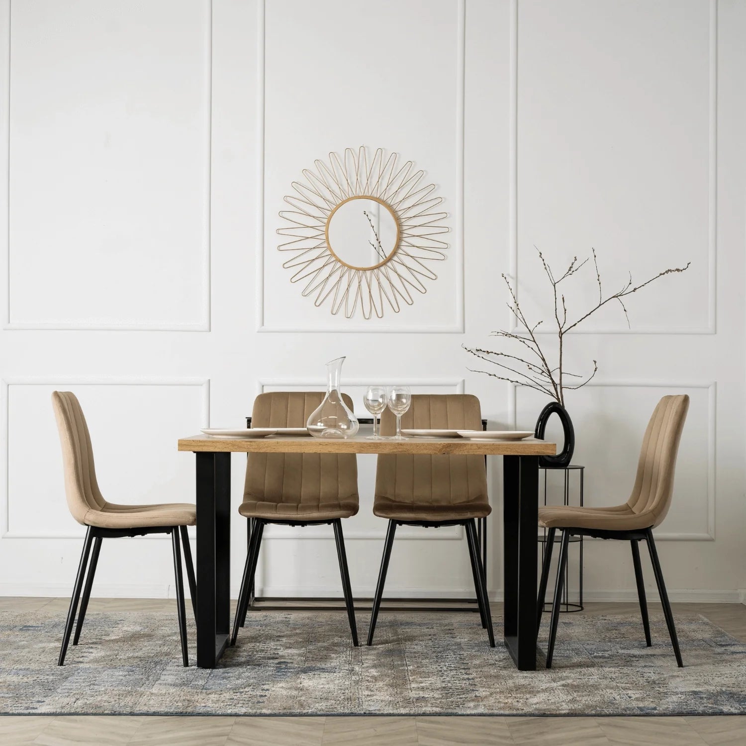 Elite IBIS Beige Velvet Chair – A Touch of Modern Elegance