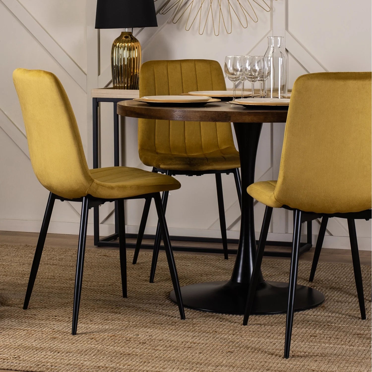 Elite IBIS Mustard Velvet Chair – Contemporary Elegance & Supreme Comfort