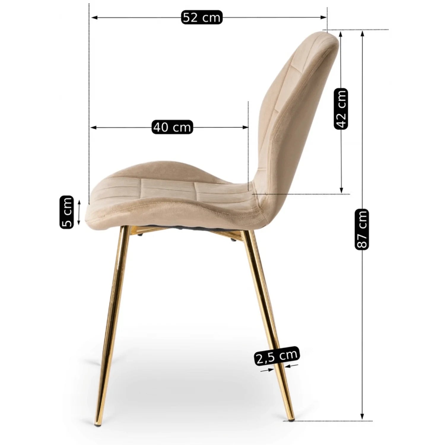 Elite IRYS Beige Velour Chair with Gold Legs – A Statement of Elegance and Comfort