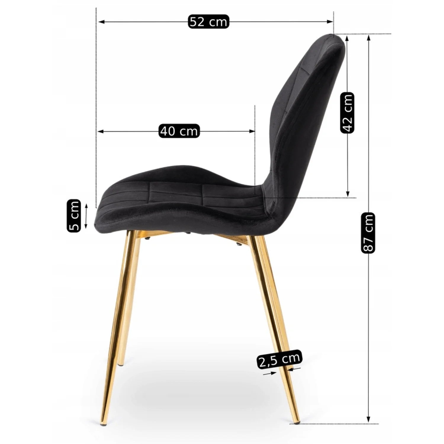 Elite IRYS Black Velour Chair with Gold Legs – A Statement of Elegance
