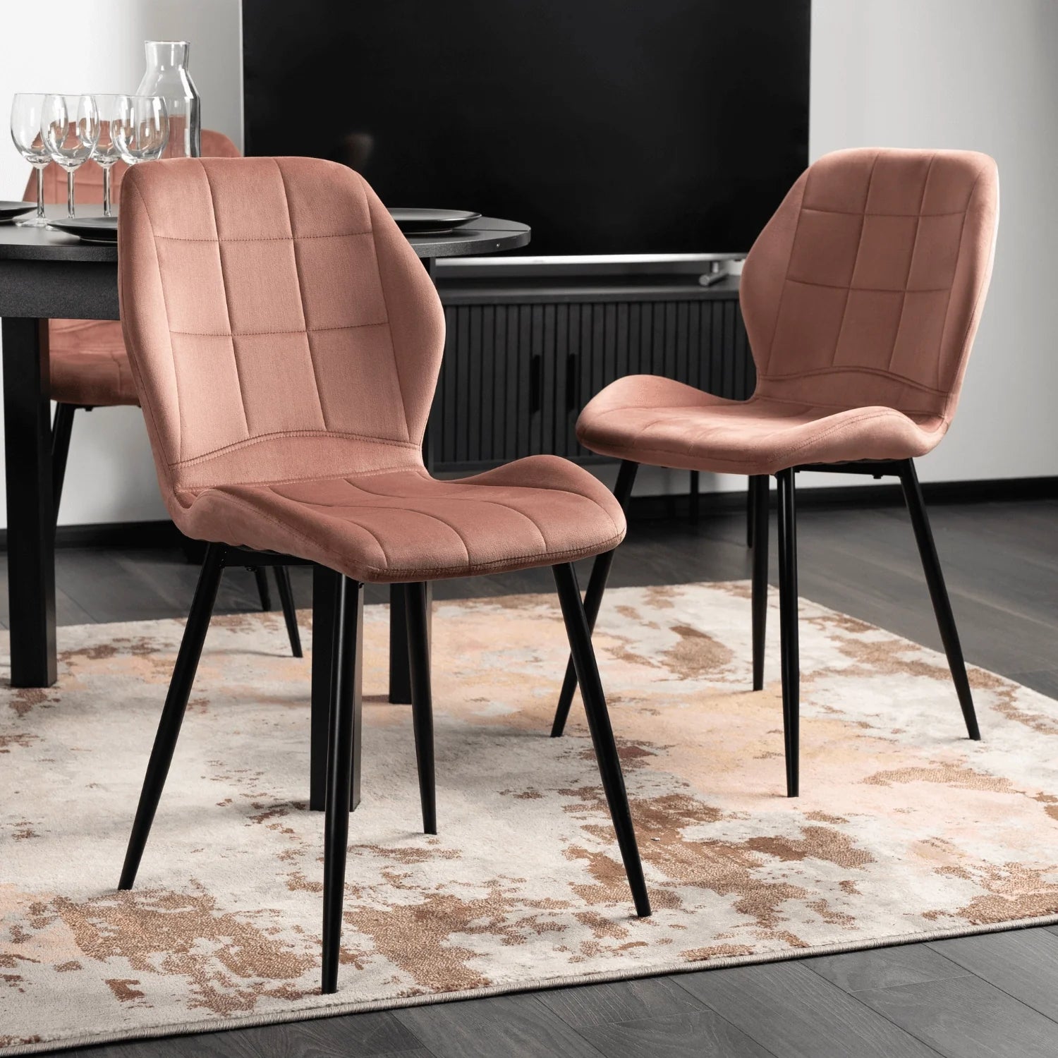 Elite IRYS Pink Velour Chair – A Touch of Modern Elegance