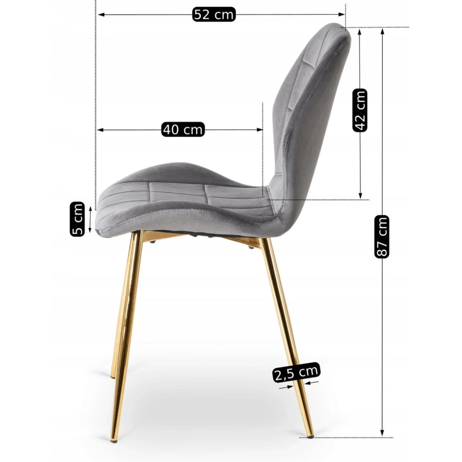 Elite IRYS Grey Velour Chair with Gold Legs – A Blend of Elegance and Modernity