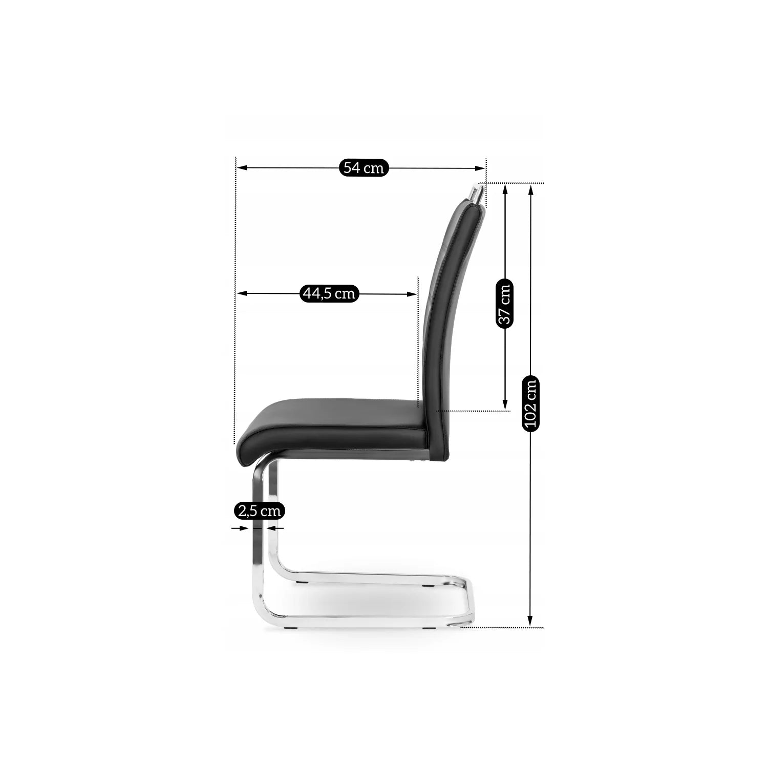 Elite LOCA Stuhl aus schwarzem Ökoleder – Moderne Eleganz und Komfort