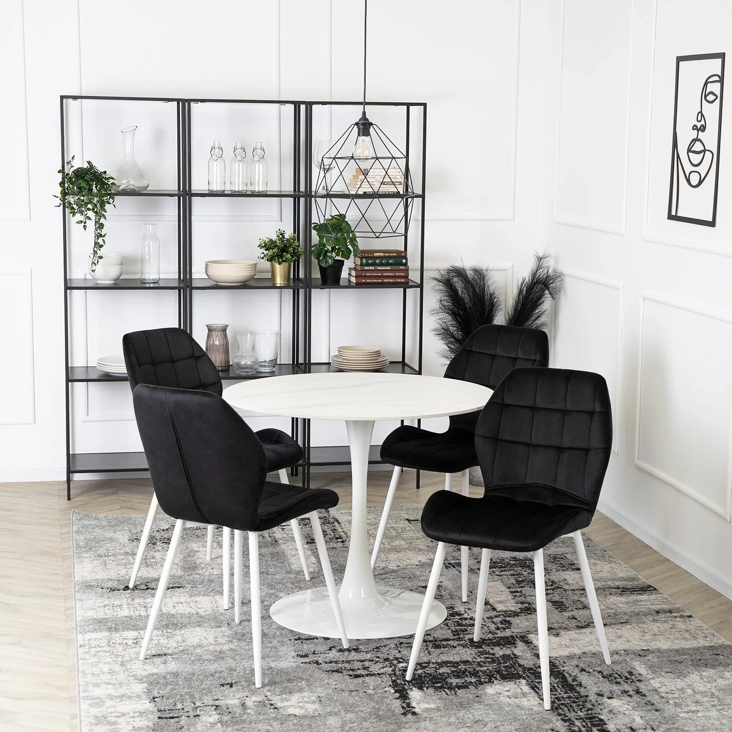 Elite LUCKY Black Velvet Chair with White Legs – A Modern Statement Piece