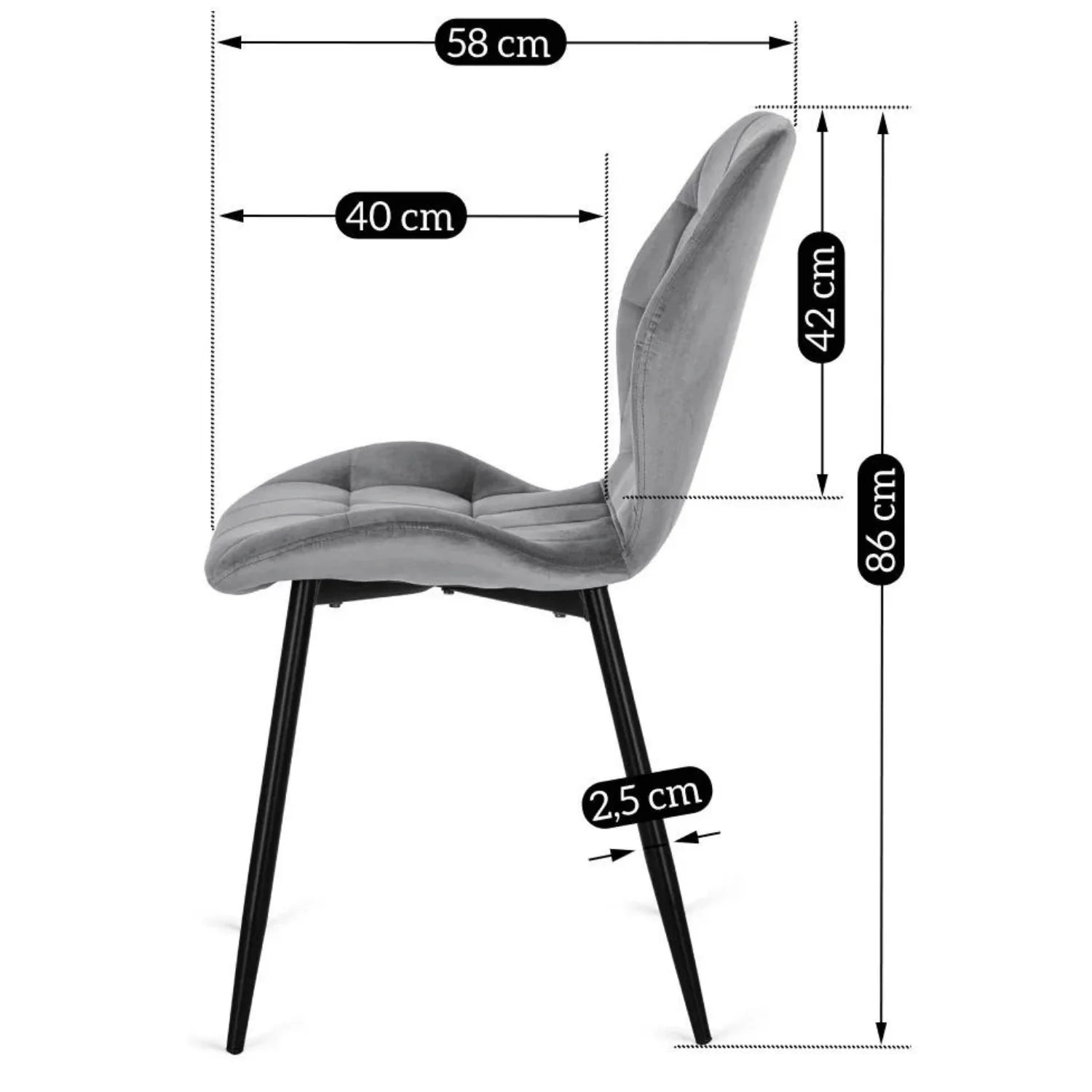 Elite LUCKY Gray Velvet Chair – Modern Comfort with a Luxurious Touch