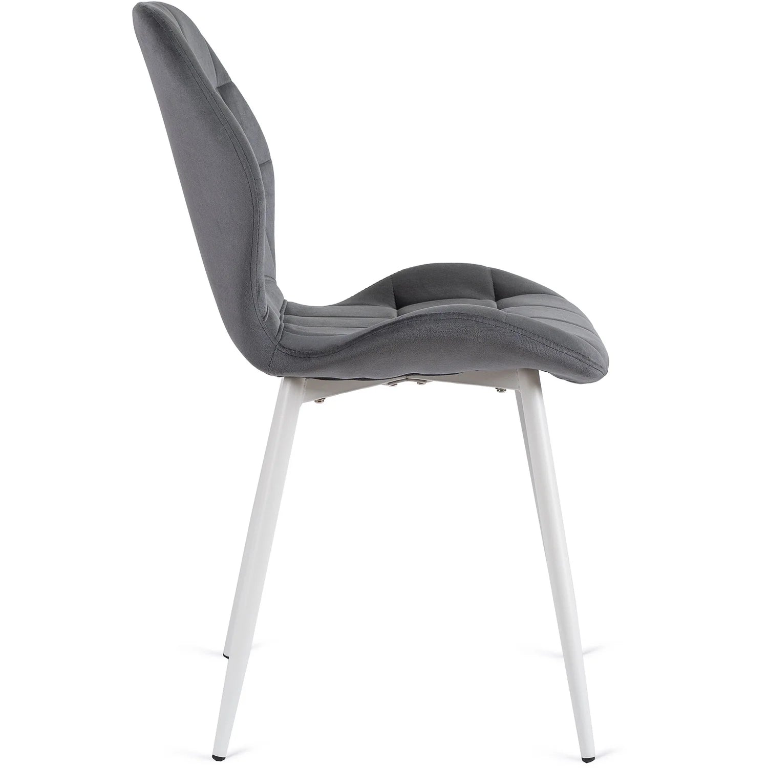 Elite LUCKY Grey Velvet Chair with White Legs – Modern Elegance for Your Space