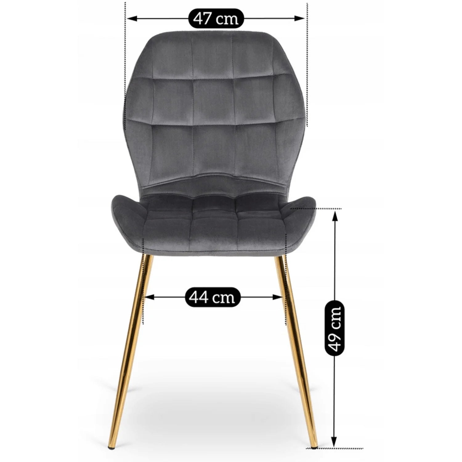 Elite LUCKY Gray Velvet Chair with Gold Legs – Elegant & Modern Seating