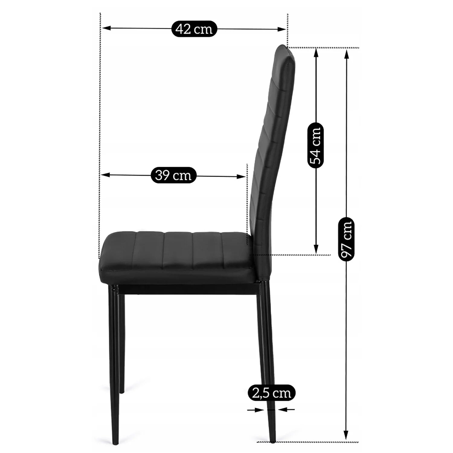 Elite NARIS Black Eco-Leather Chair – Sleek & Contemporary Seating