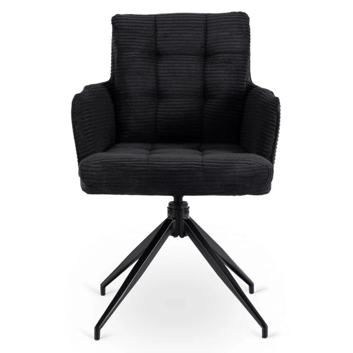 Elite AKITA Modern Upholstered Swivel Chair-Modern Black Corduroy