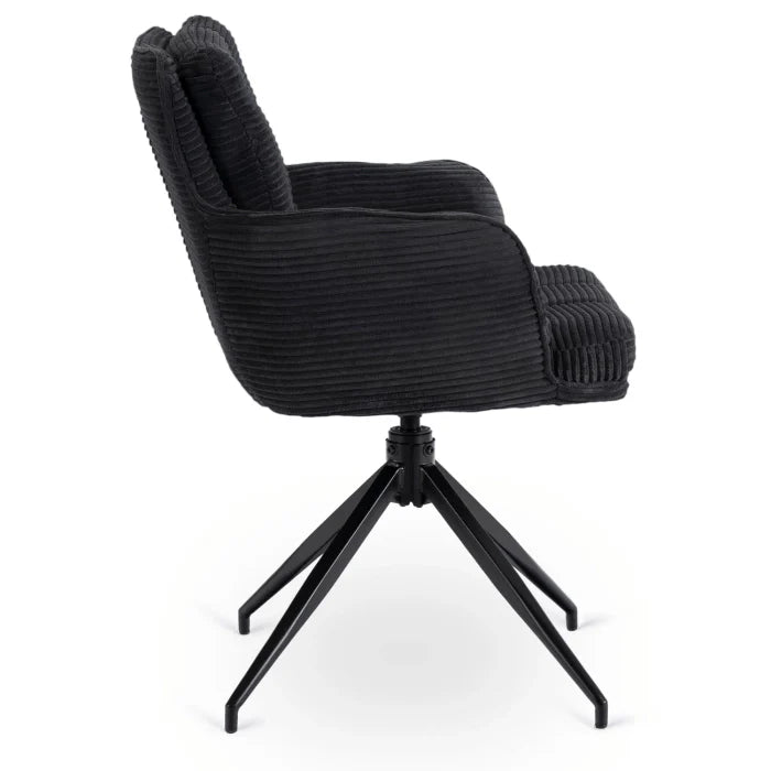 Elite AKITA Modern Upholstered Swivel Chair-Modern Black Corduroy