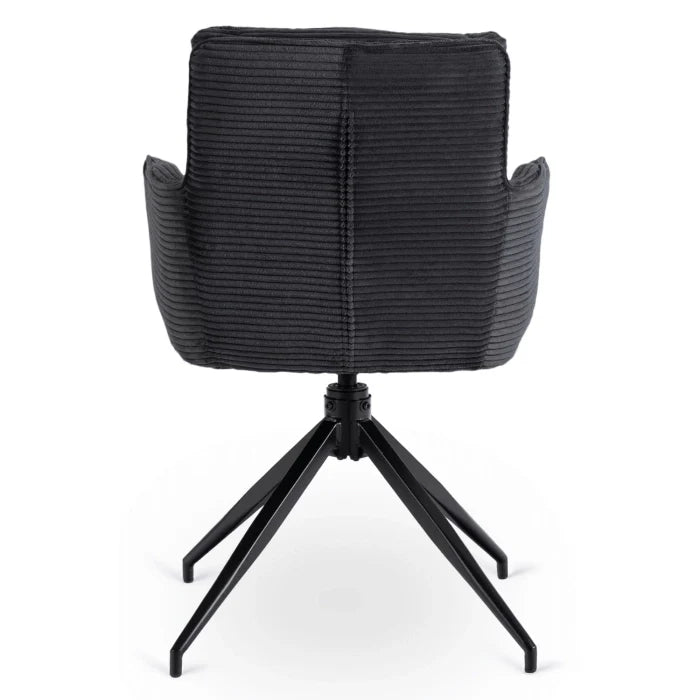 Elite AKITA Modern Upholstered Swivel Chair-Modern Black Corduroy