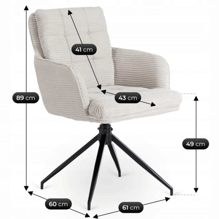 Elite AKITA Modern Upholstered Swivel Chair-Modern Grey Corduroy