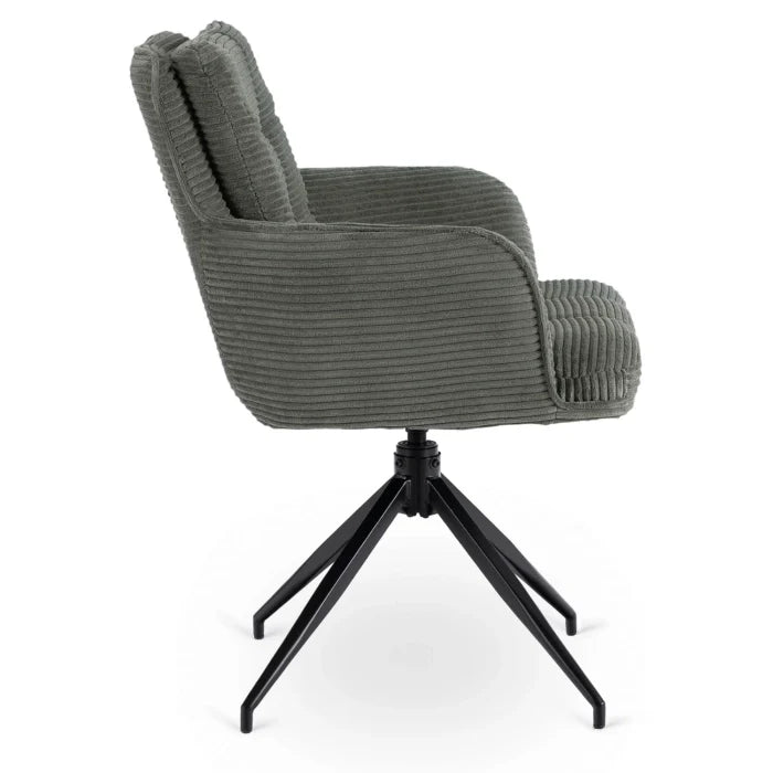 Elite AKITA Modern Upholstered Swivel Chair-Modern Green Corduroy