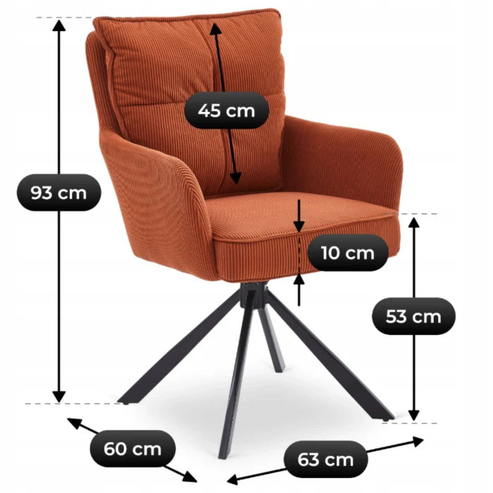 Elite CITY Modern swivel chair in rust corduroy