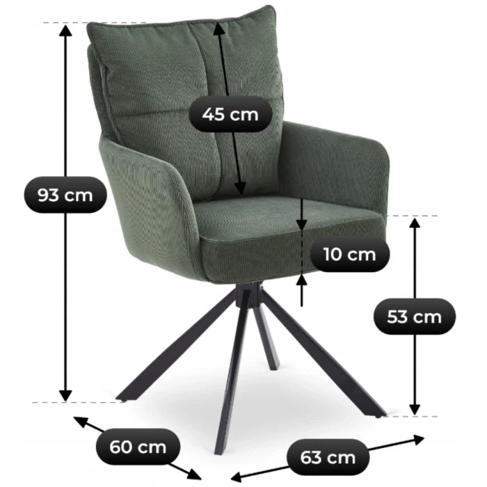 Elite CITY Modern swivel chair in green corduroy