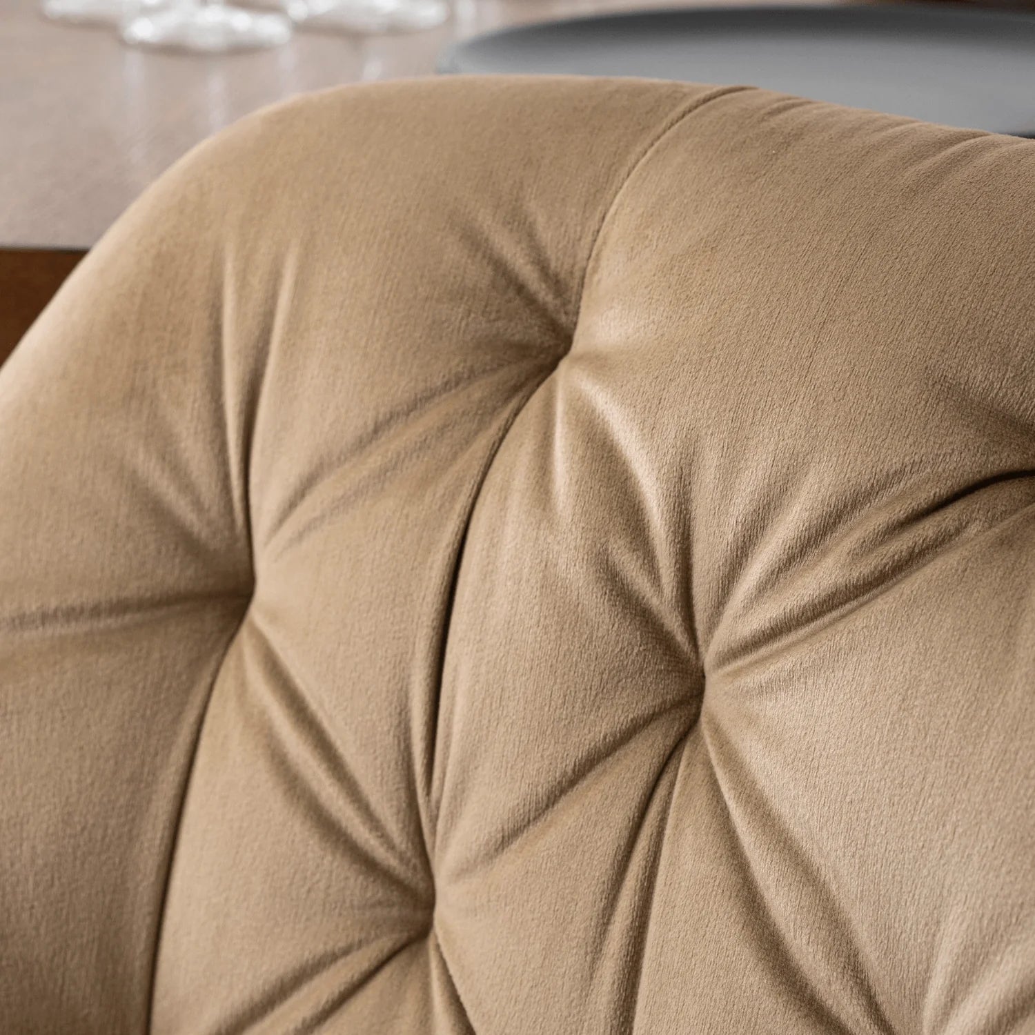 Elite IDA Swivel Chair – Luxurious Beige Velvet Comfort