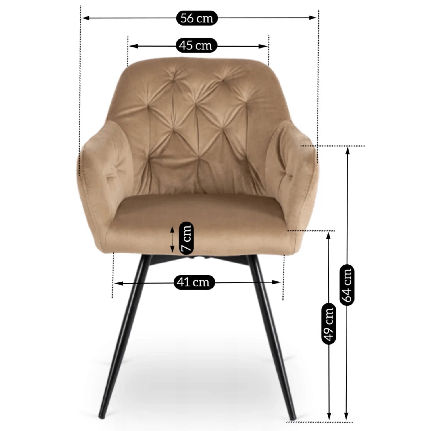 Elite IDA Swivel Chair – Luxurious Beige Velvet Comfort