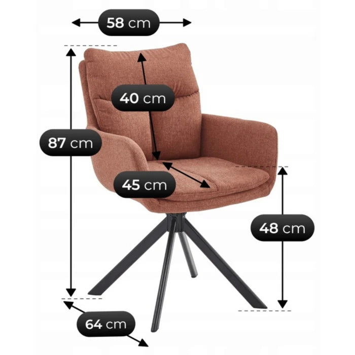 Elite PAUL Modern Upholstered Swivel Chair- Rust