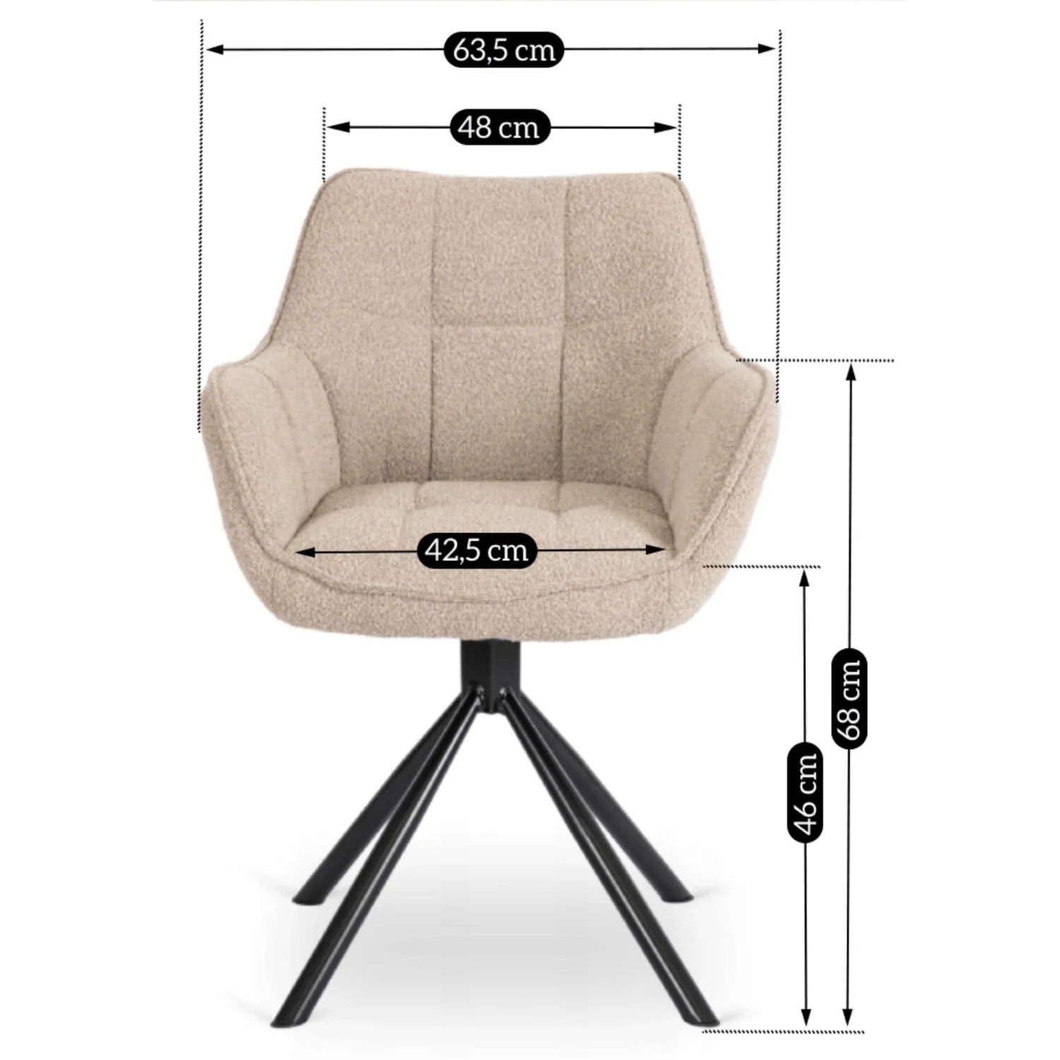 Elite PEONY Swivel Chair – Elegant Beige Bouclé Comfort