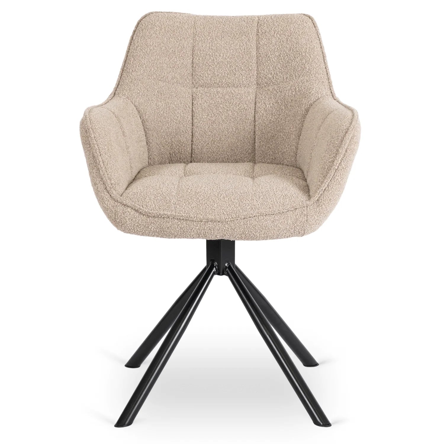 Elite PEONY Swivel Chair – Elegant Beige Bouclé Comfort