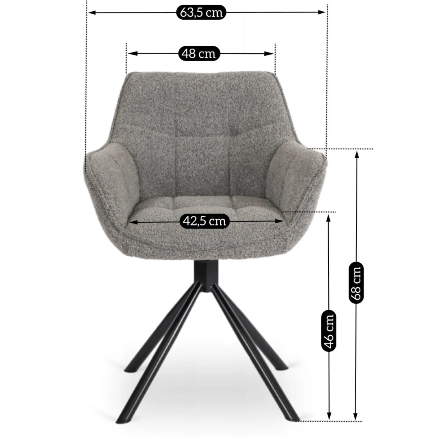 Elite PEONY Swivel Chair – Modern Gray Upholstered Comfort