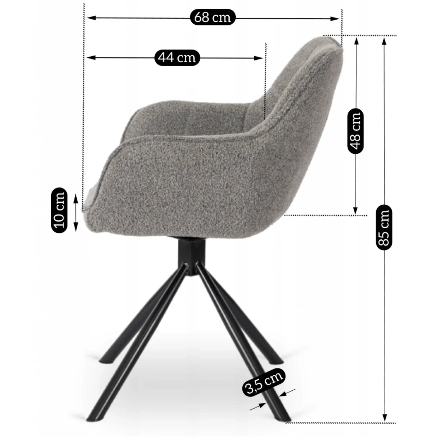 Elite PEONY Swivel Chair – Modern Gray Upholstered Comfort