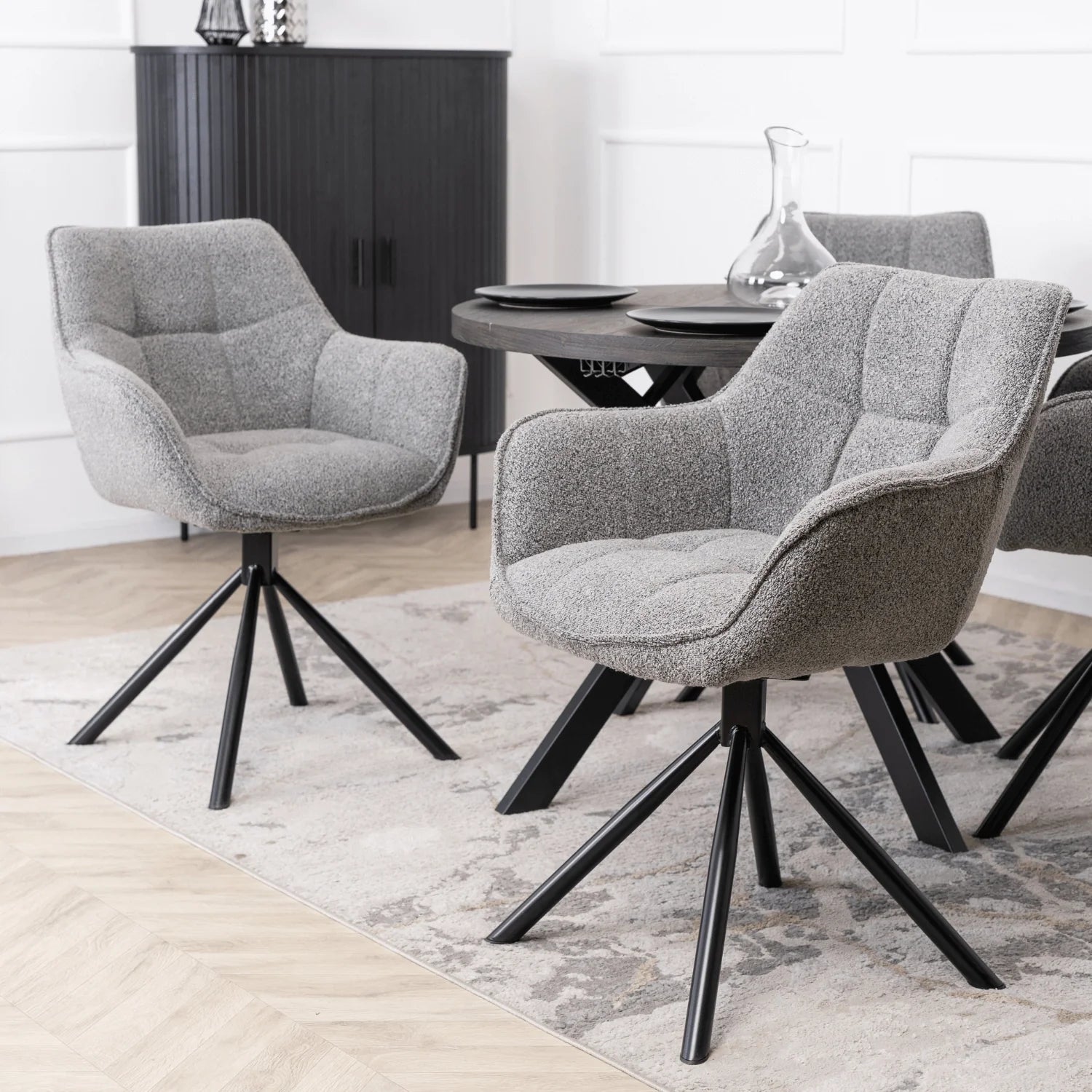 Elite PEONY Swivel Chair – Modern Gray Upholstered Comfort