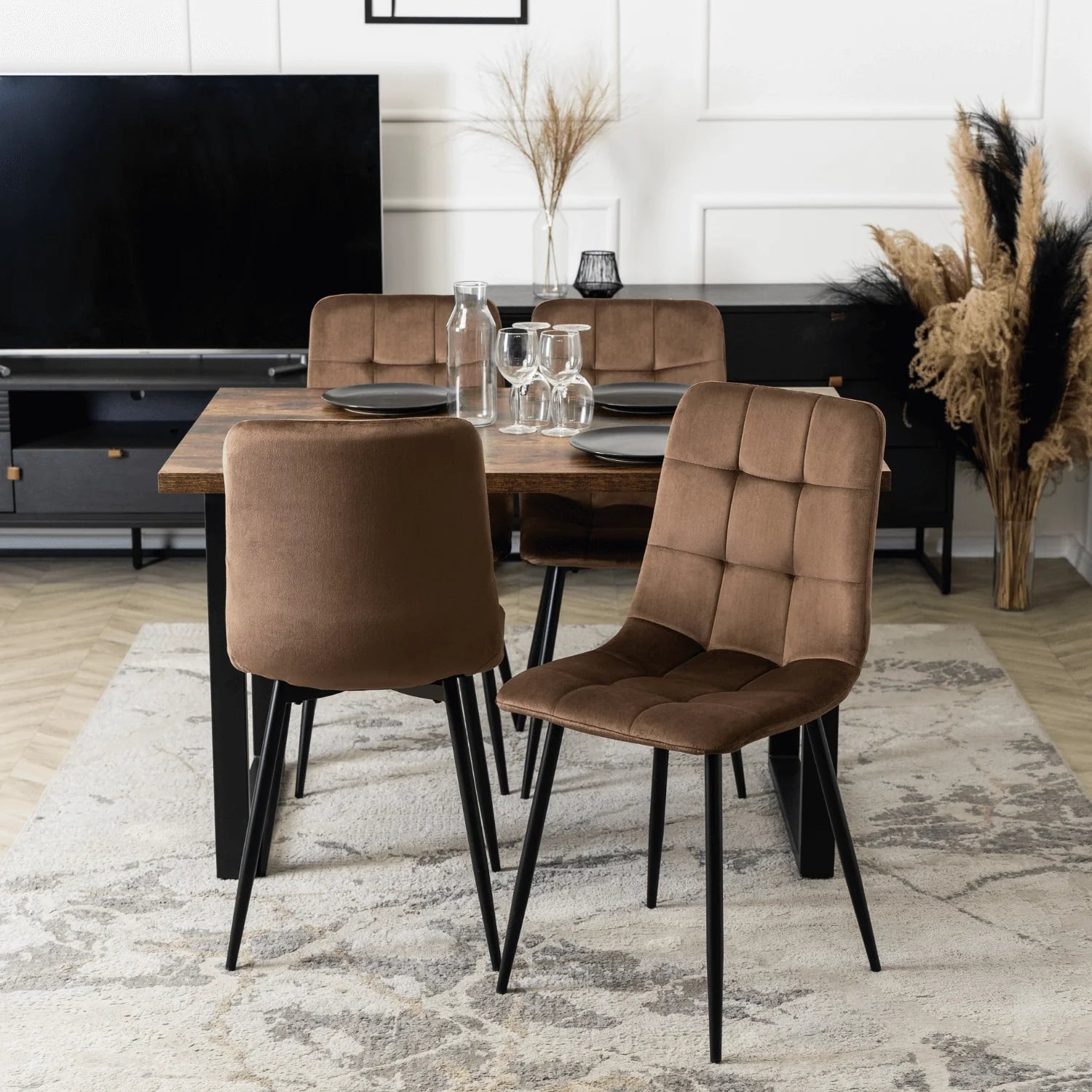 Elite PERU Brown Velvet Chair – Classic Elegance with Supreme Comfort