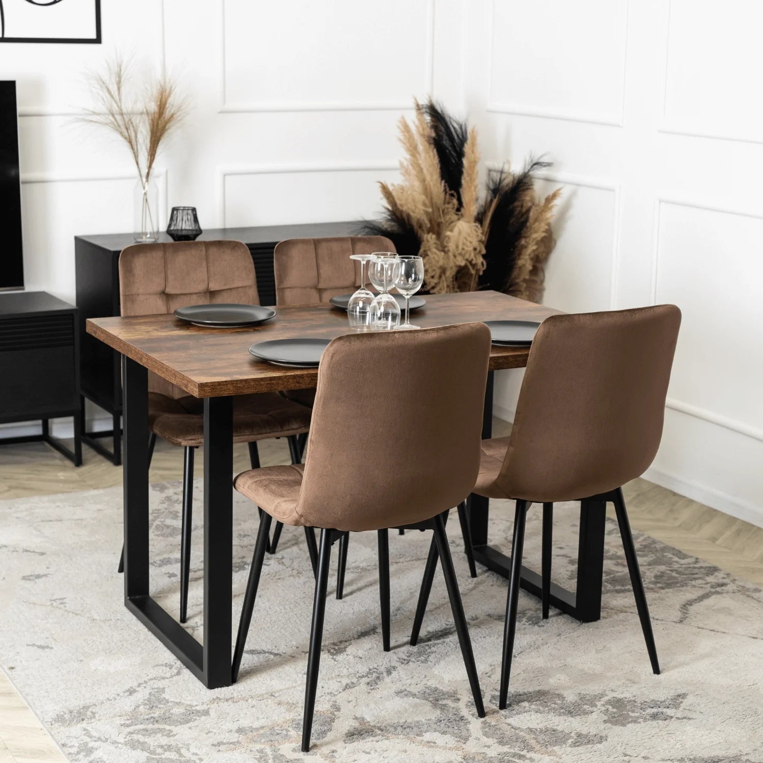 Elite PERU Brown Velvet Chair – Classic Elegance with Supreme Comfort