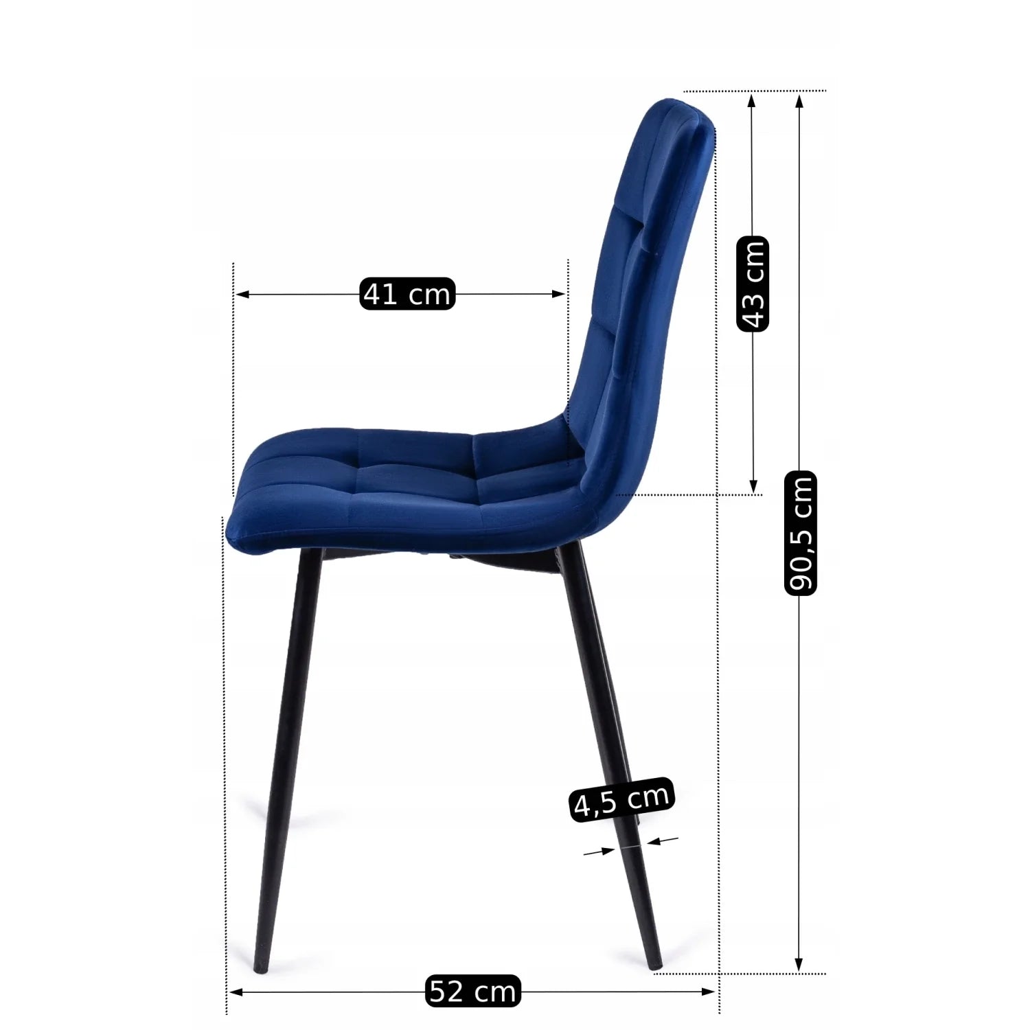Elite PERU Navy Blue Velvet Chair – Modern Elegance with Luxurious Comfort