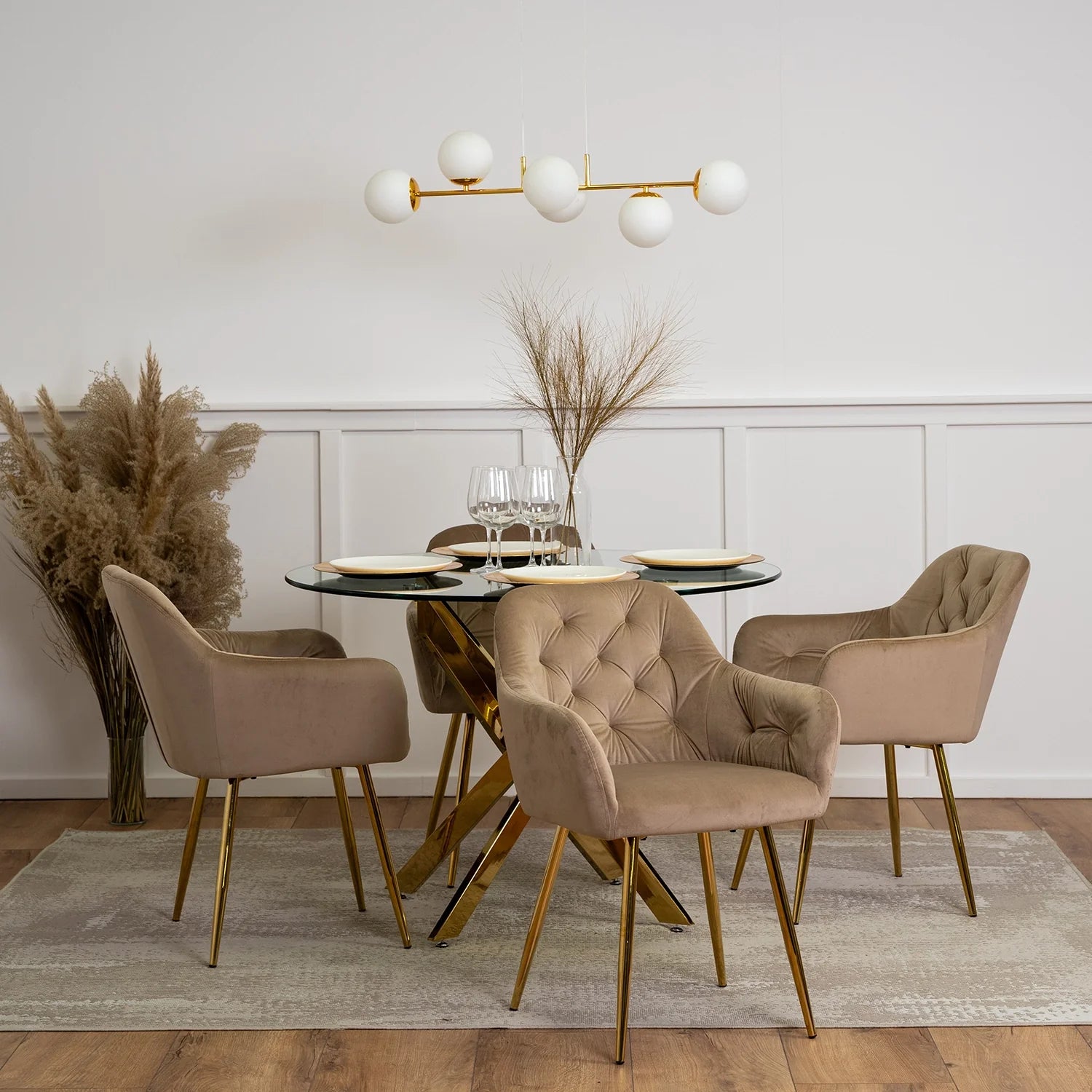 Elite RAYA Beige Velvet Chair – A Touch of Luxury