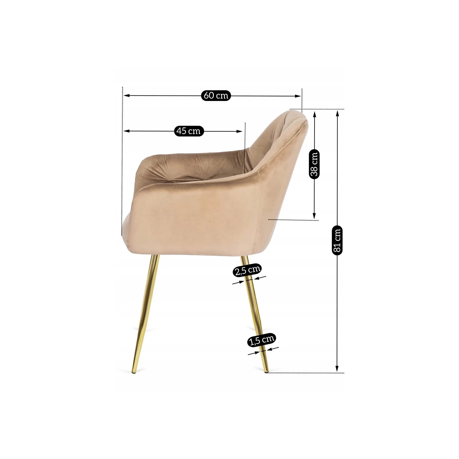 Elite RAYA Beige Velvet Chair – A Touch of Luxury