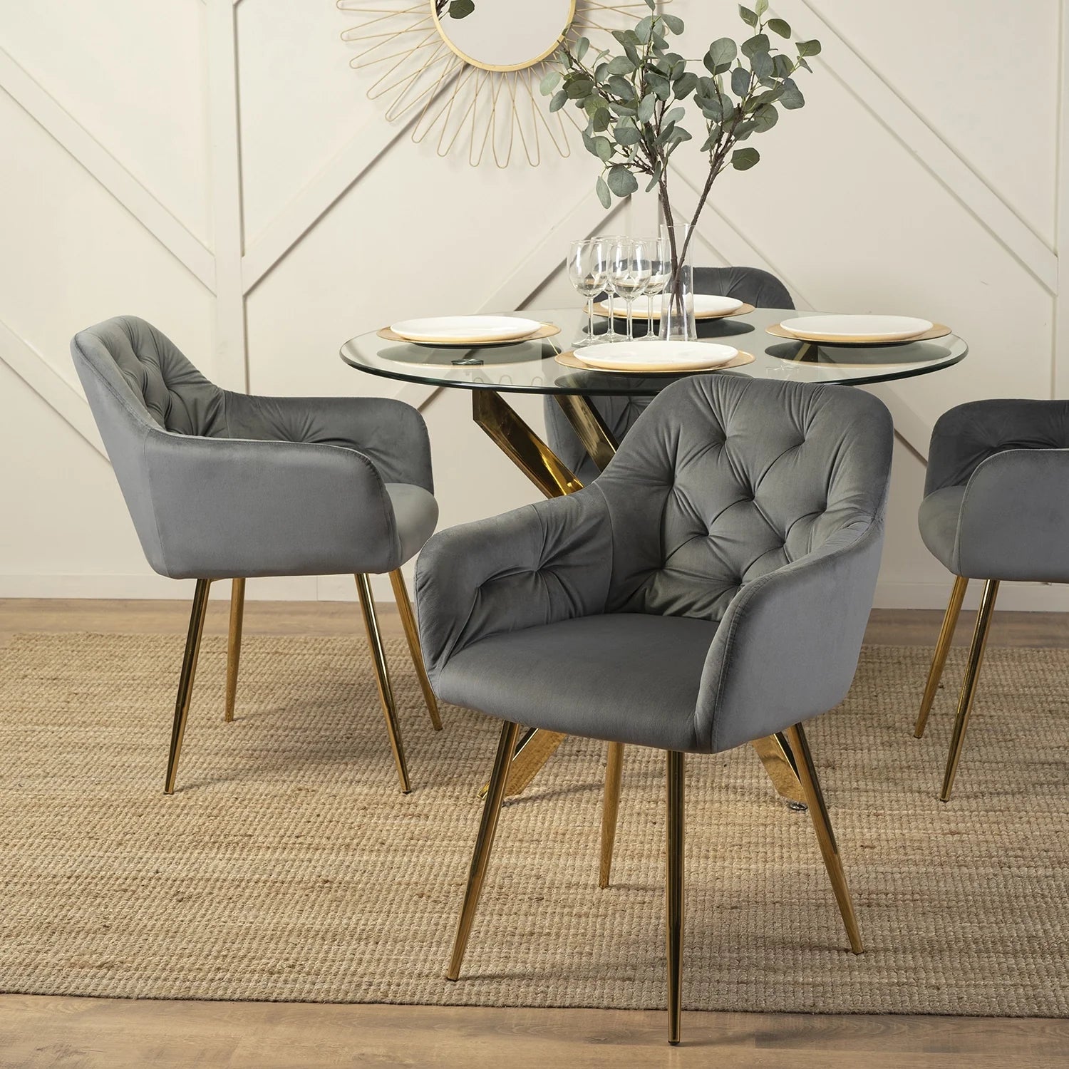 Elite RAYA Gray Velvet Chair – Elegance Meets Comfort