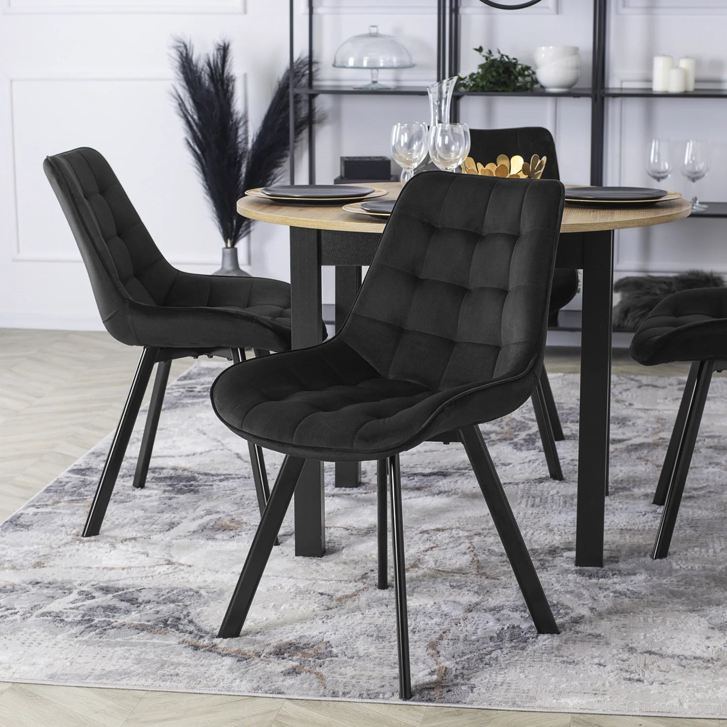 Elite RICK Black Velvet Chair – A Fusion of Elegance and Comfort