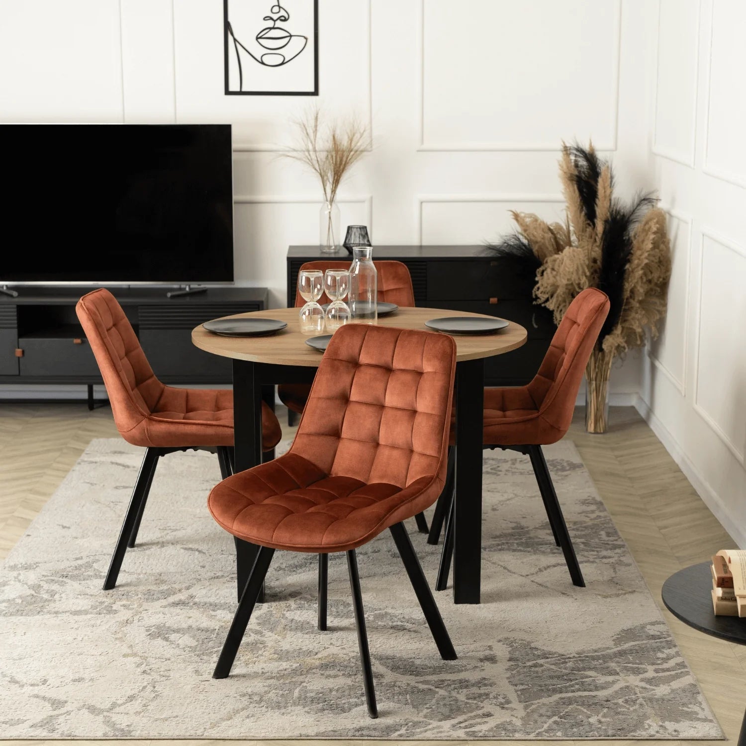 Elite RICK Rust Velvet Chair – A Statement of Elegance and Comfort