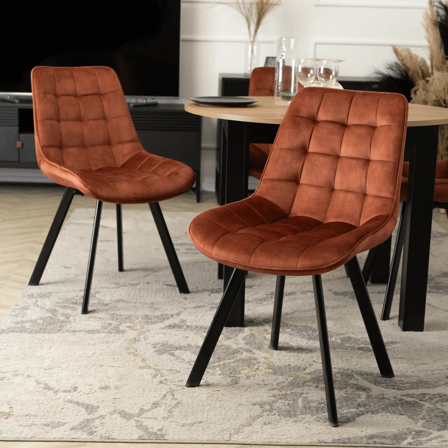 Elite RICK Rust Velvet Chair – A Statement of Elegance and Comfort