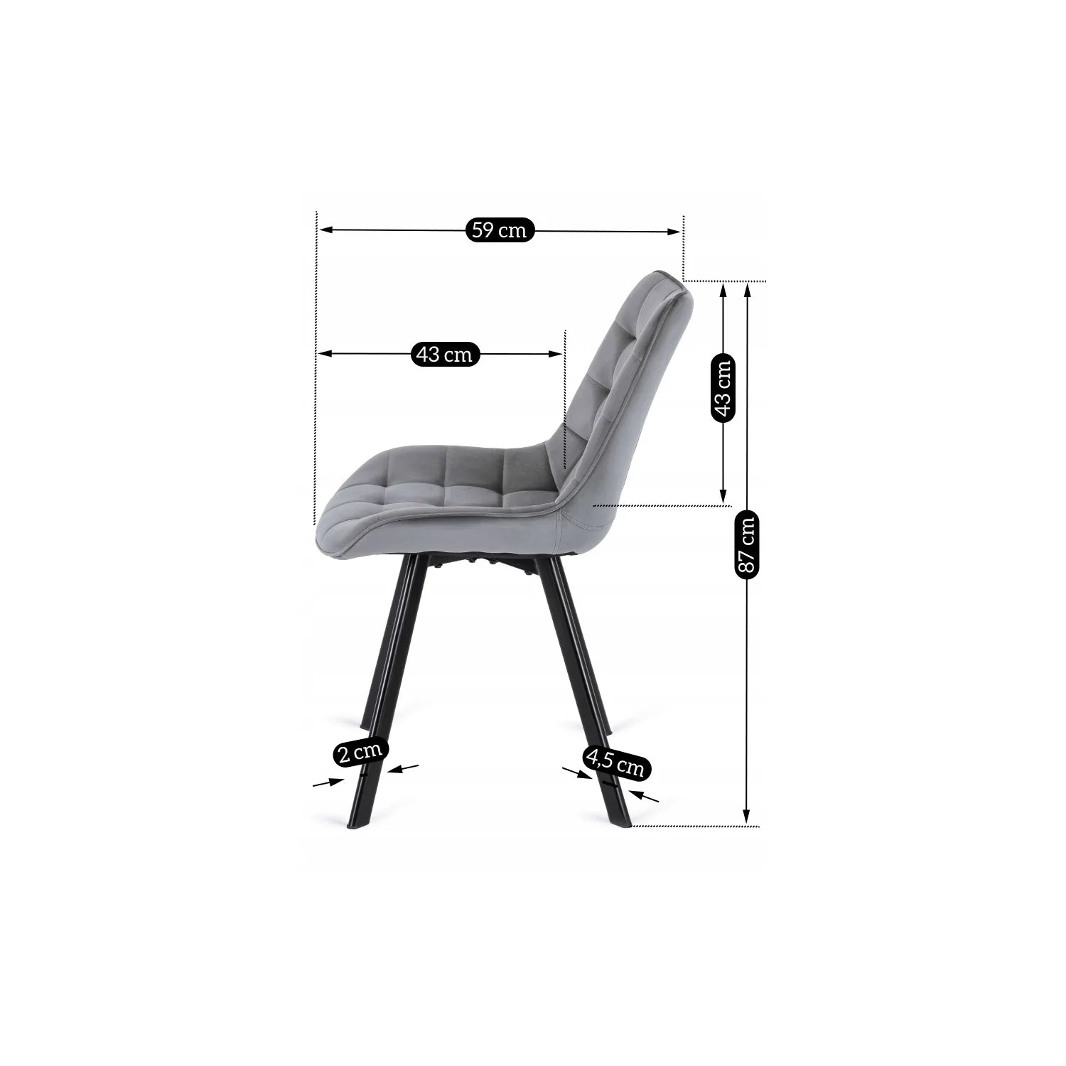 Elite RICK Grey Velvet Chair – Modern Comfort & Style