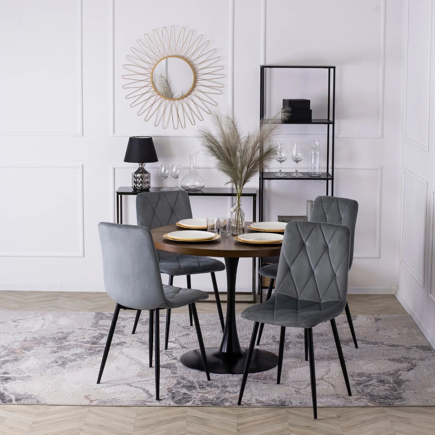 Elite ROBIN Grey Velvet Chair – A Fusion of Elegance and Comfort