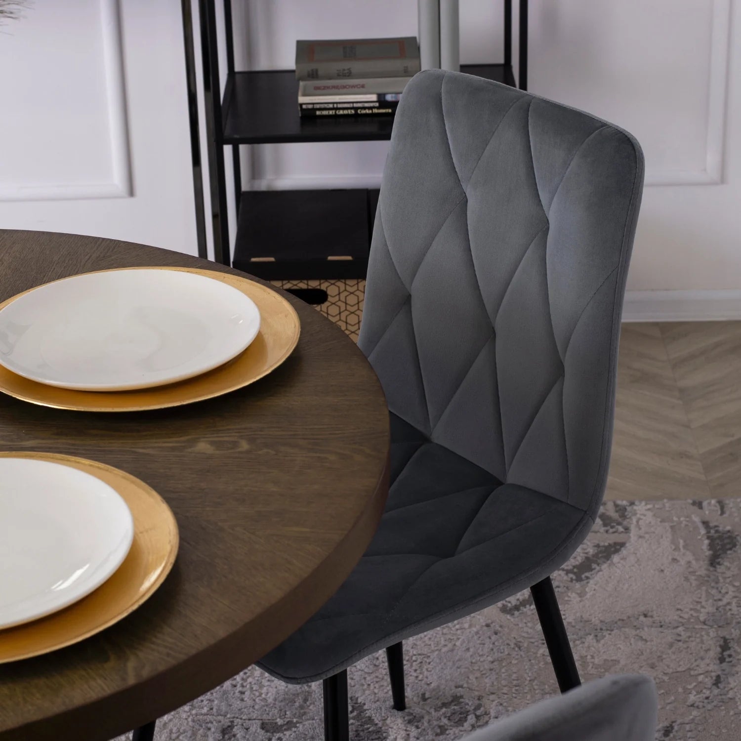 Elite ROBIN Grey Velvet Chair – A Fusion of Elegance and Comfort