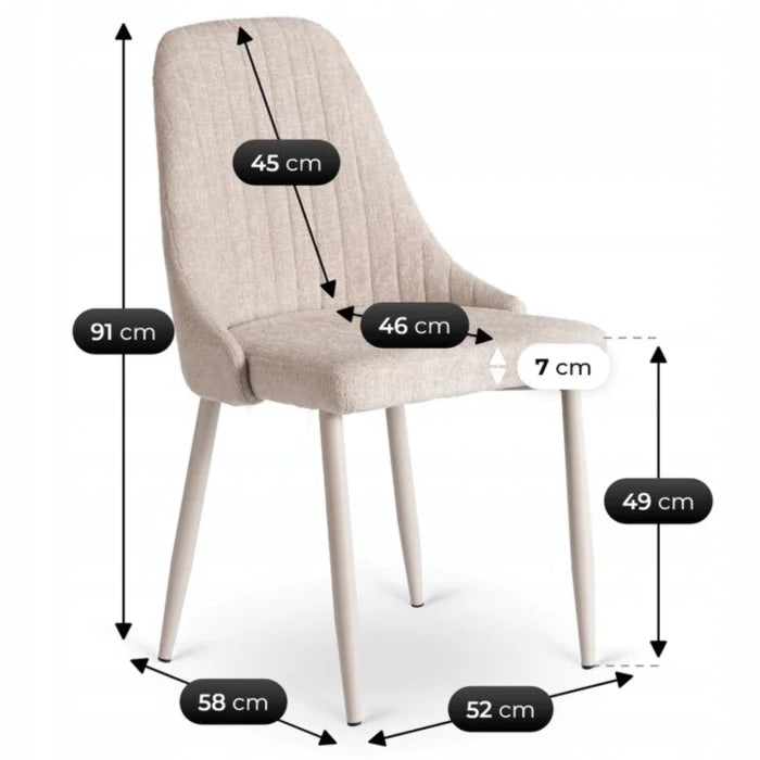 Elite TORINO Upholstered Dining Chair – Cream Modern