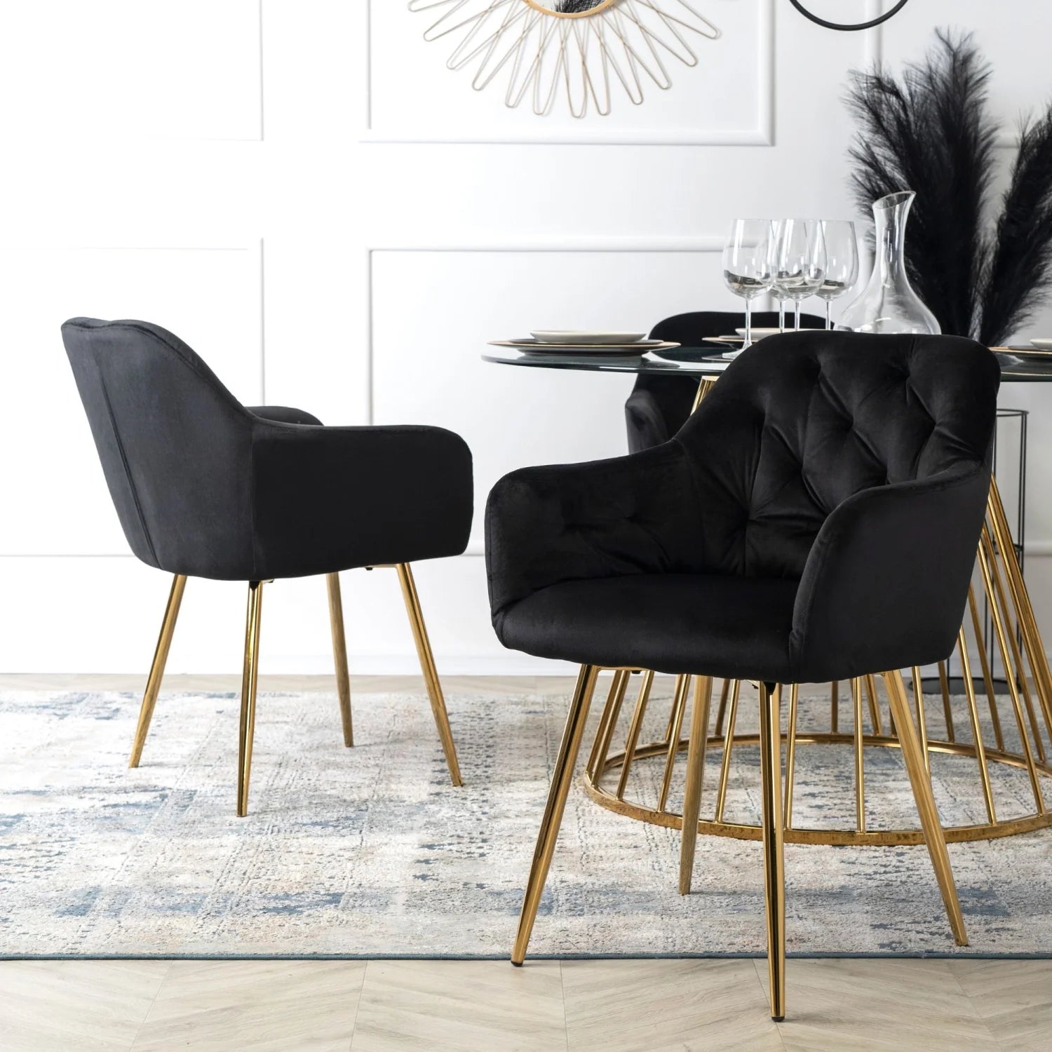 Elite RAYA Black Velvet Chair – A Statement of Luxury & Comfort