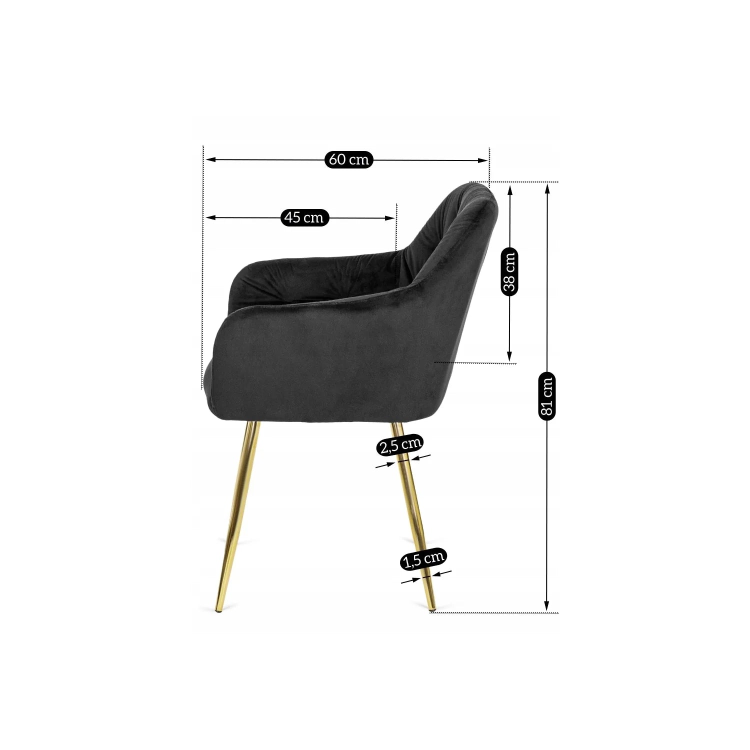 Elite RAYA Schwarzer Samtsessel – Ein Statement für Luxus und Komfort