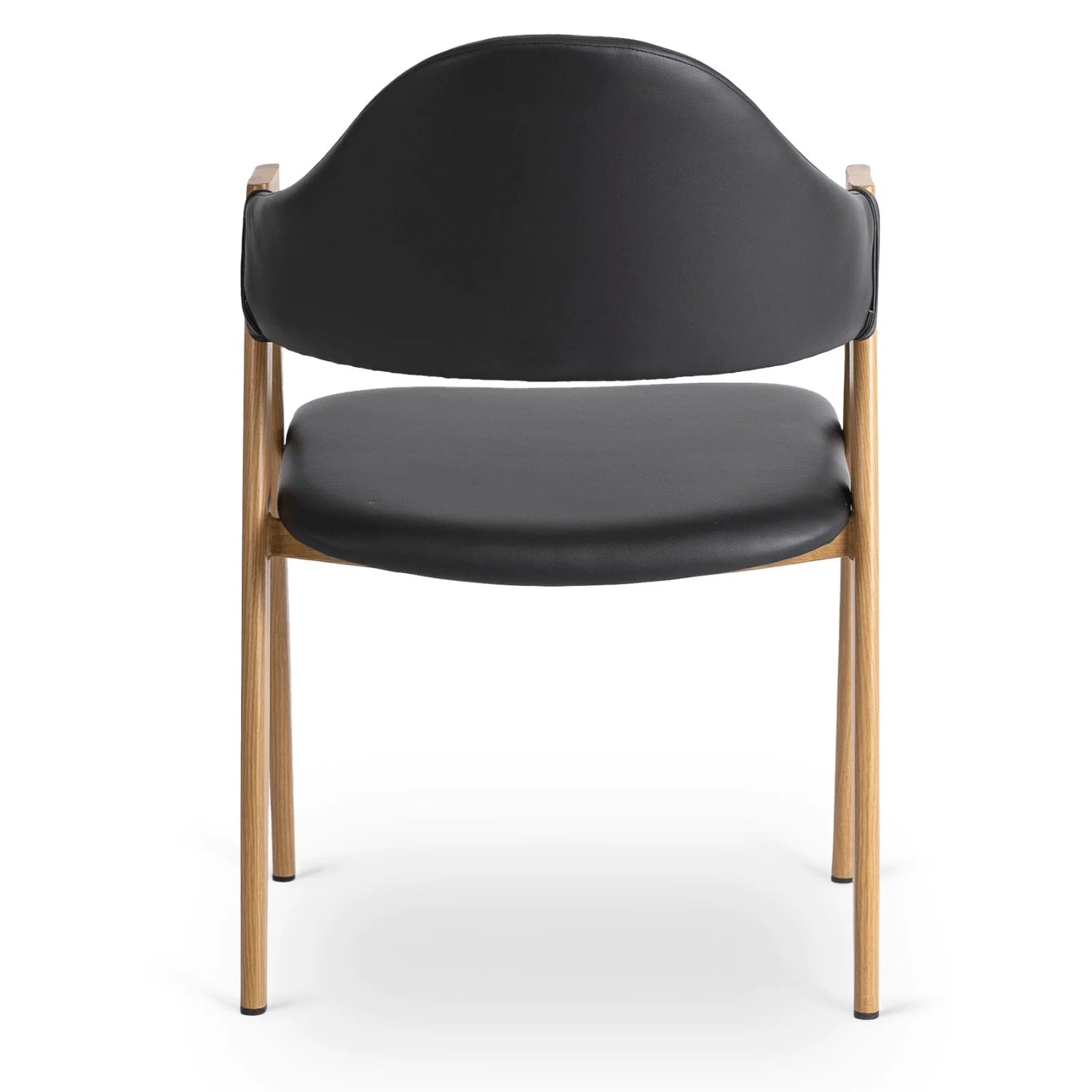 Elite WILLY Stuhl – Schwarzes Öko-Leder & Gestell aus goldener Eiche