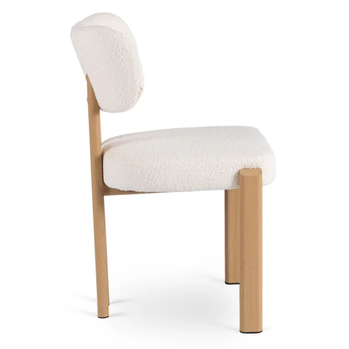 Elite GRENADA Upholstered Chair Oak/Cream Bouclé Modern